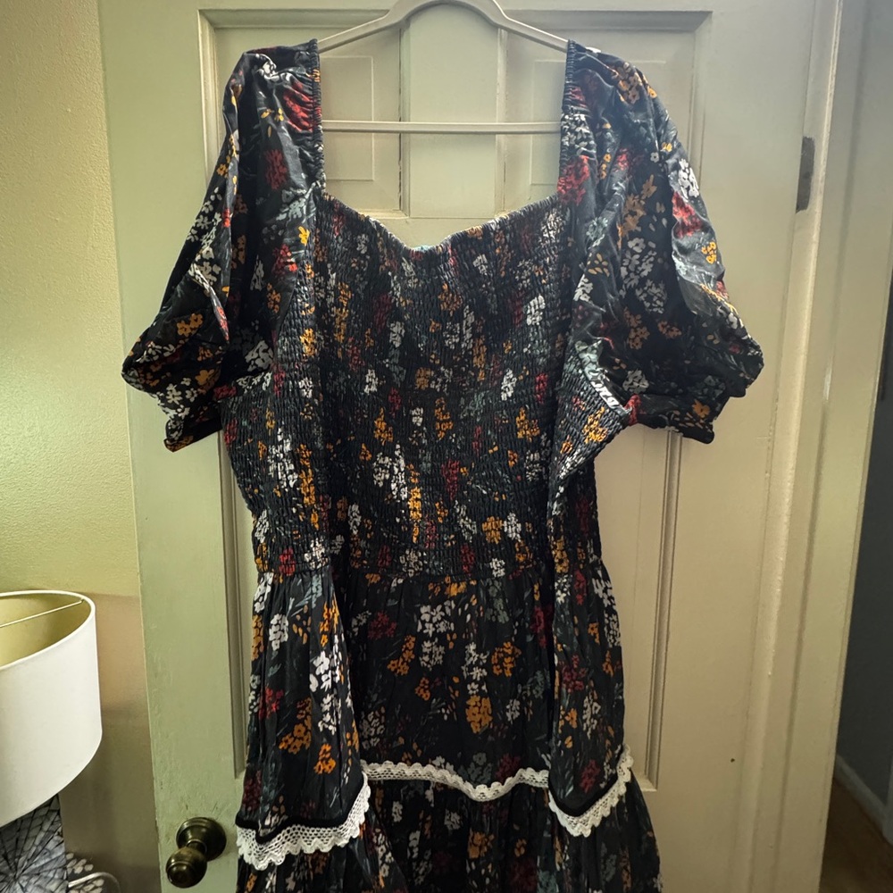 JessaKae Black Floral Maxi Dress with Puff Sleeves